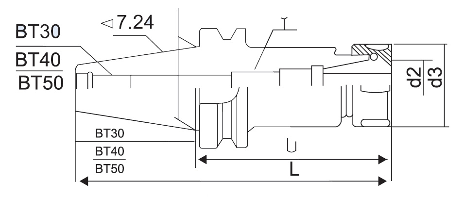 BT Series ER Collet Adaptor - Diagram